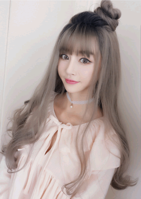 Fashion big wavy long curly pear flower air bangs chemical fiber