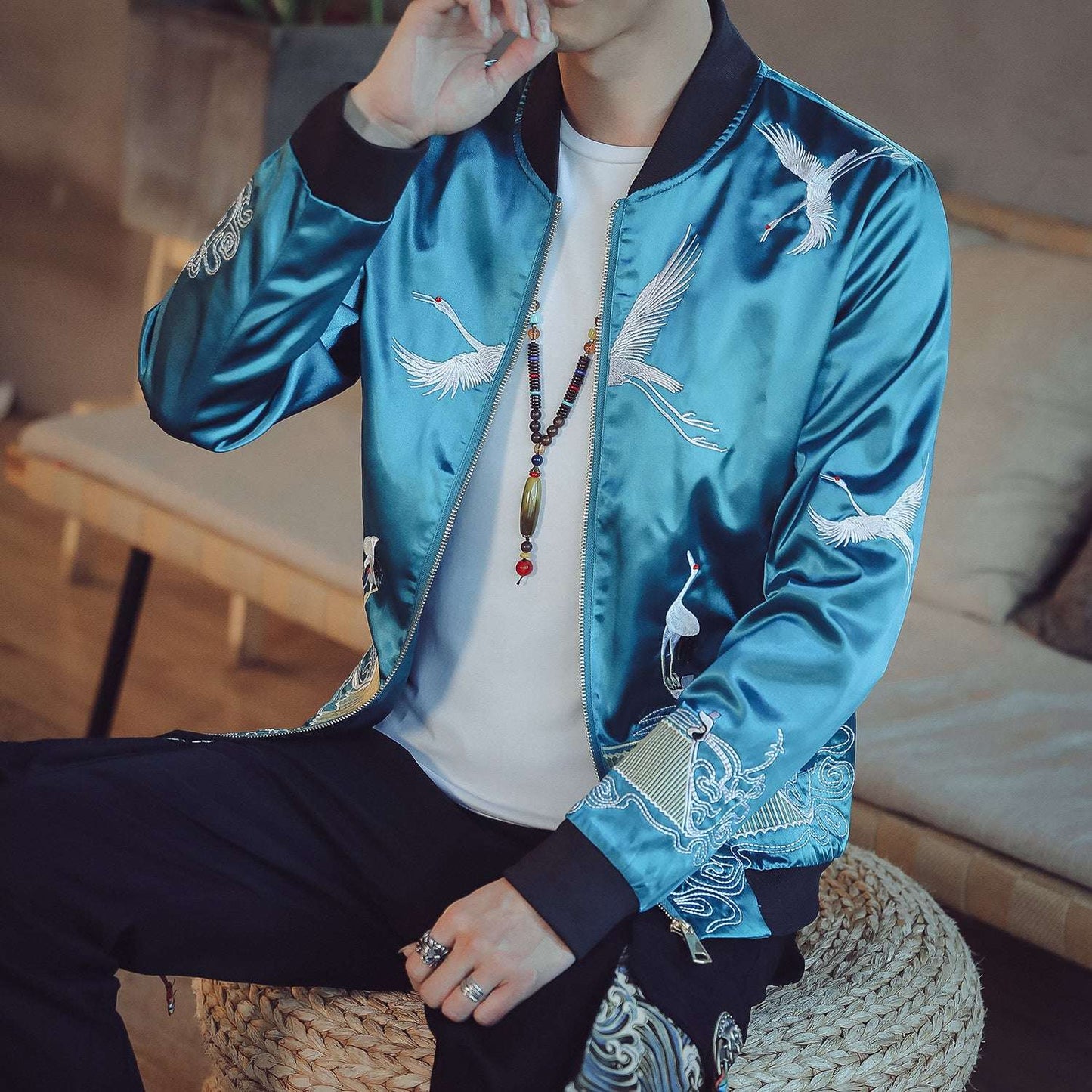 Baseball Uniform Tide Brand Retro Tang Suit Youth Embroidery Jacket