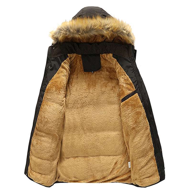 Winter Fur Hooded Men Jacket Thick Warm Parka Men Coats Windproof Solid Pockets