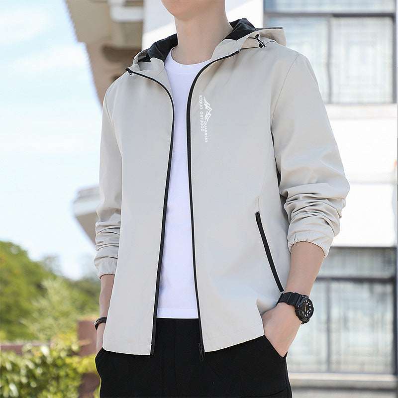 Breathable Quick-drying Loose Elastic Zipper Hooded Men's Jacket - globaltradeleader