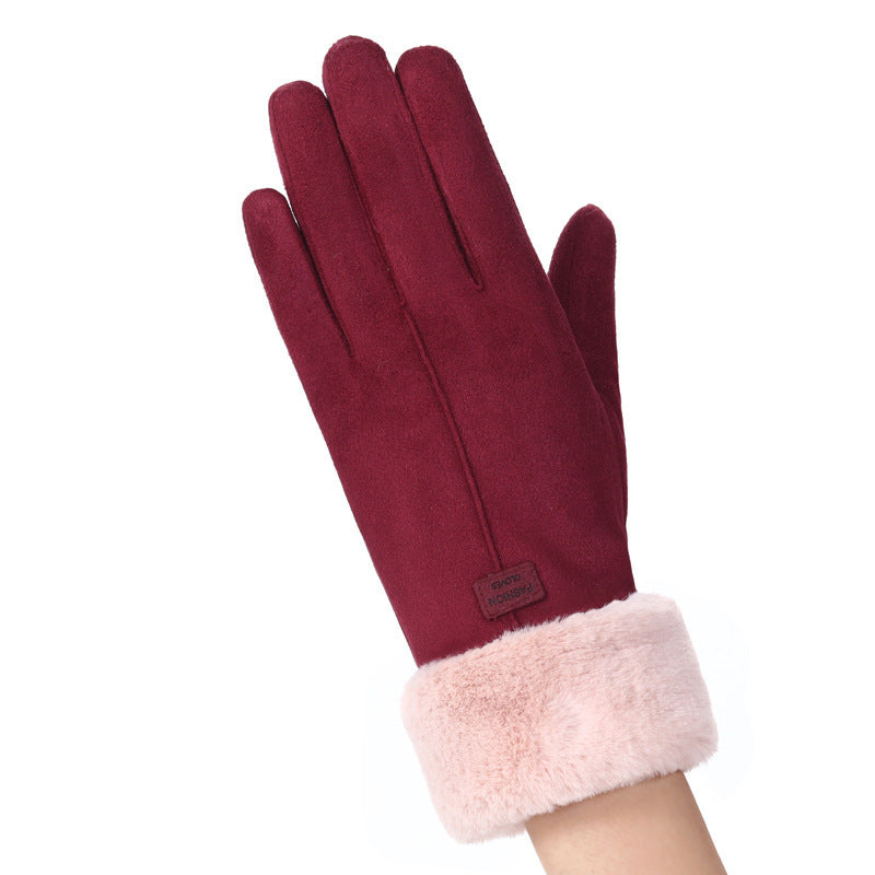 Thermal Gloves N915 Women's Winter Suede Double-layer Velvet Thickened - globaltradeleader