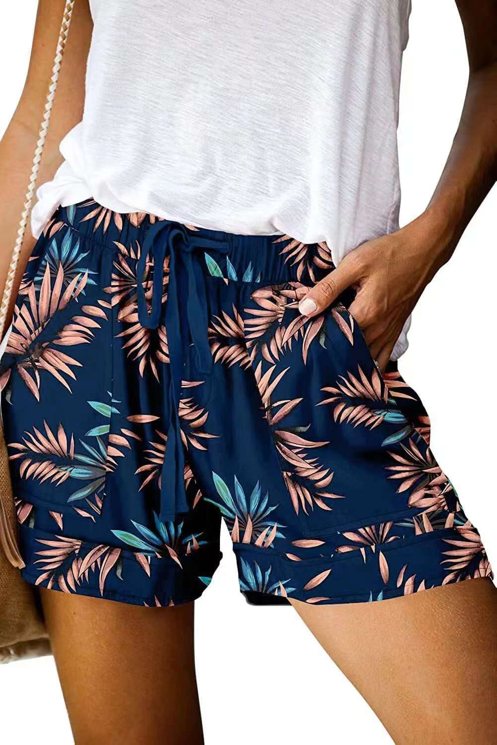 Summer Printed High Waist Straight Shorts Women's Casual Pants - globaltradeleader