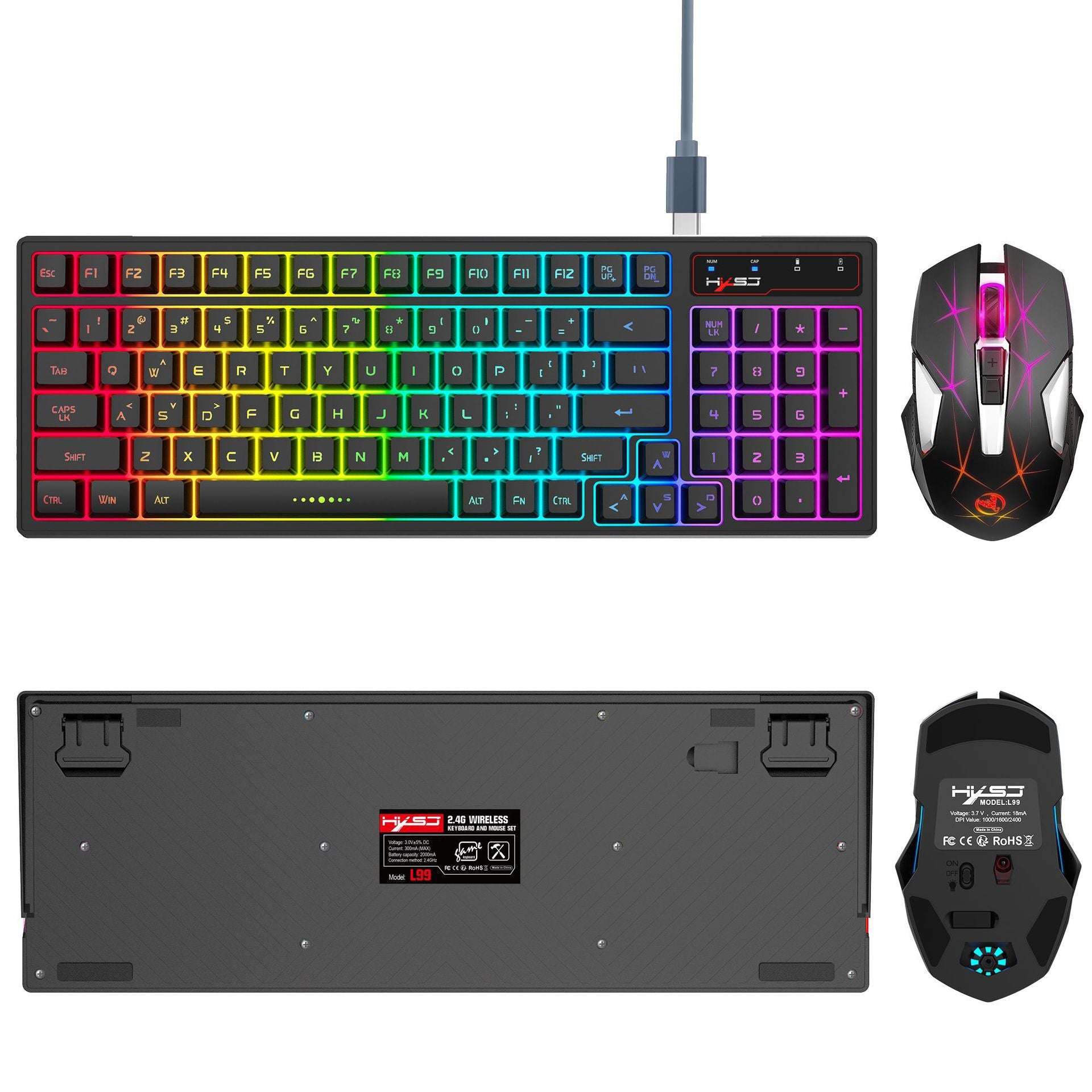 L99 Wireless Rechargeable 2.4G Keyboard And Mouse Film Set