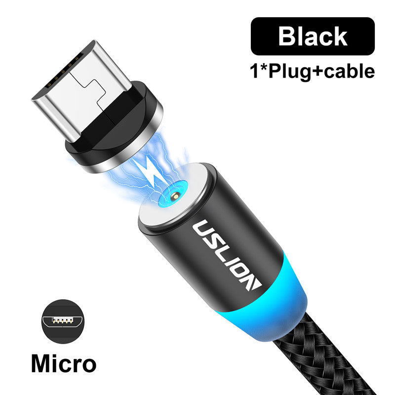 360-degree Magnetic Data Round Magnetic Cable Three-in-one Type-c Usb