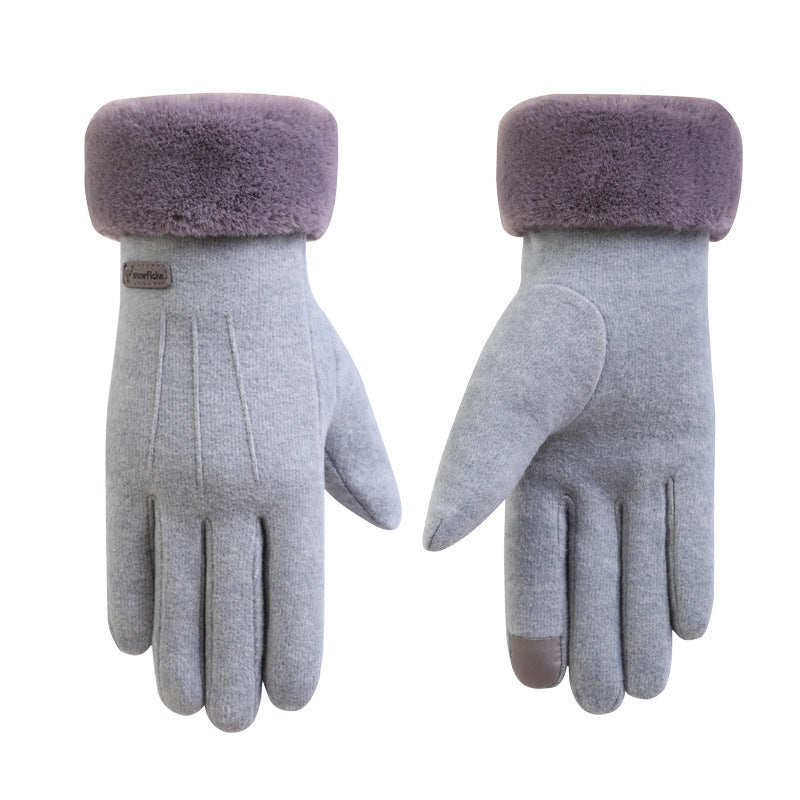 Autumn and winter cashmere full finger gloves women - globaltradeleader