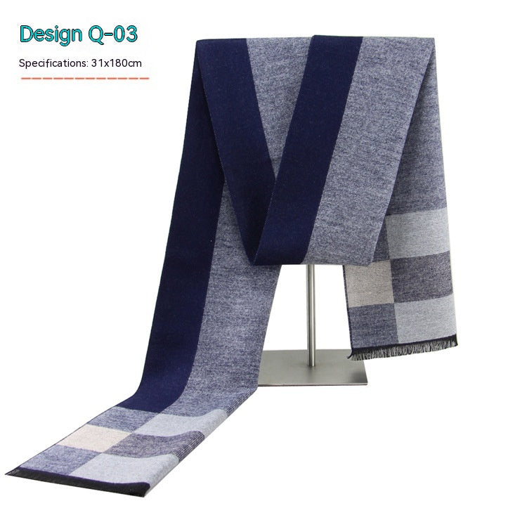 Men's Striped Winter Warm Artificial Cashmere Scarf