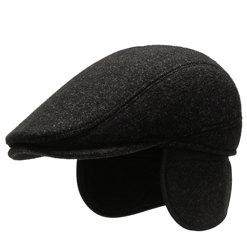 Outdoor Cycling Warm Short Brim Beret Middle-aged And Elderly Men Ear Protection Advance Hats - globaltradeleader