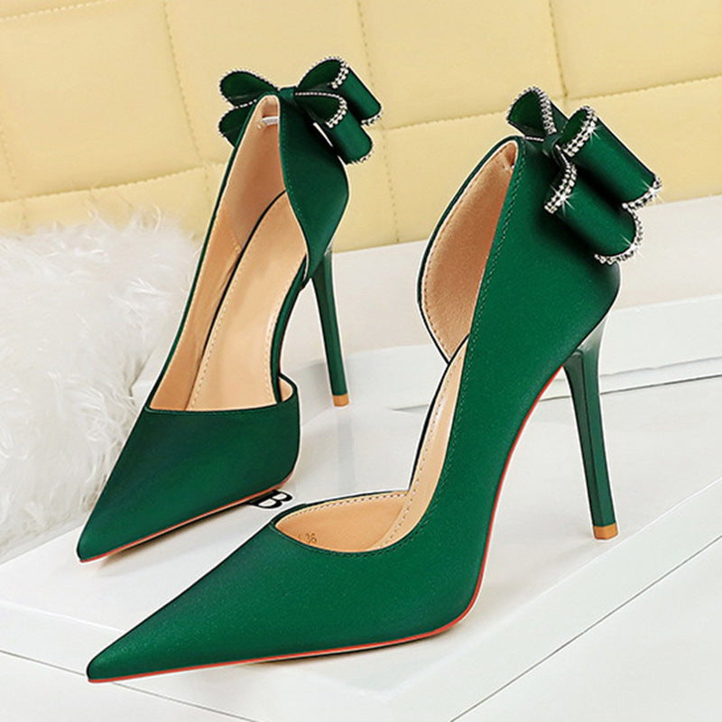 Sexy Low-cut Pointed Toe Rhinestone Stiletto Heel High Heels - globaltradeleader