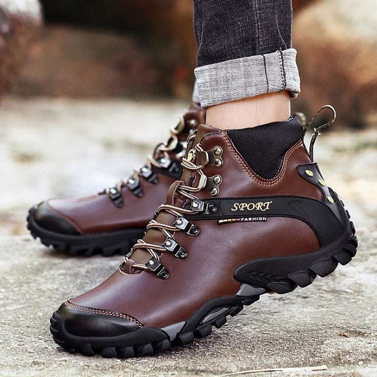 Winter Men Boots With Fur Casual Warm Snow Leather Work Boots Men Shoes Footwear Ankle Shoes Plus Size - globaltradeleader