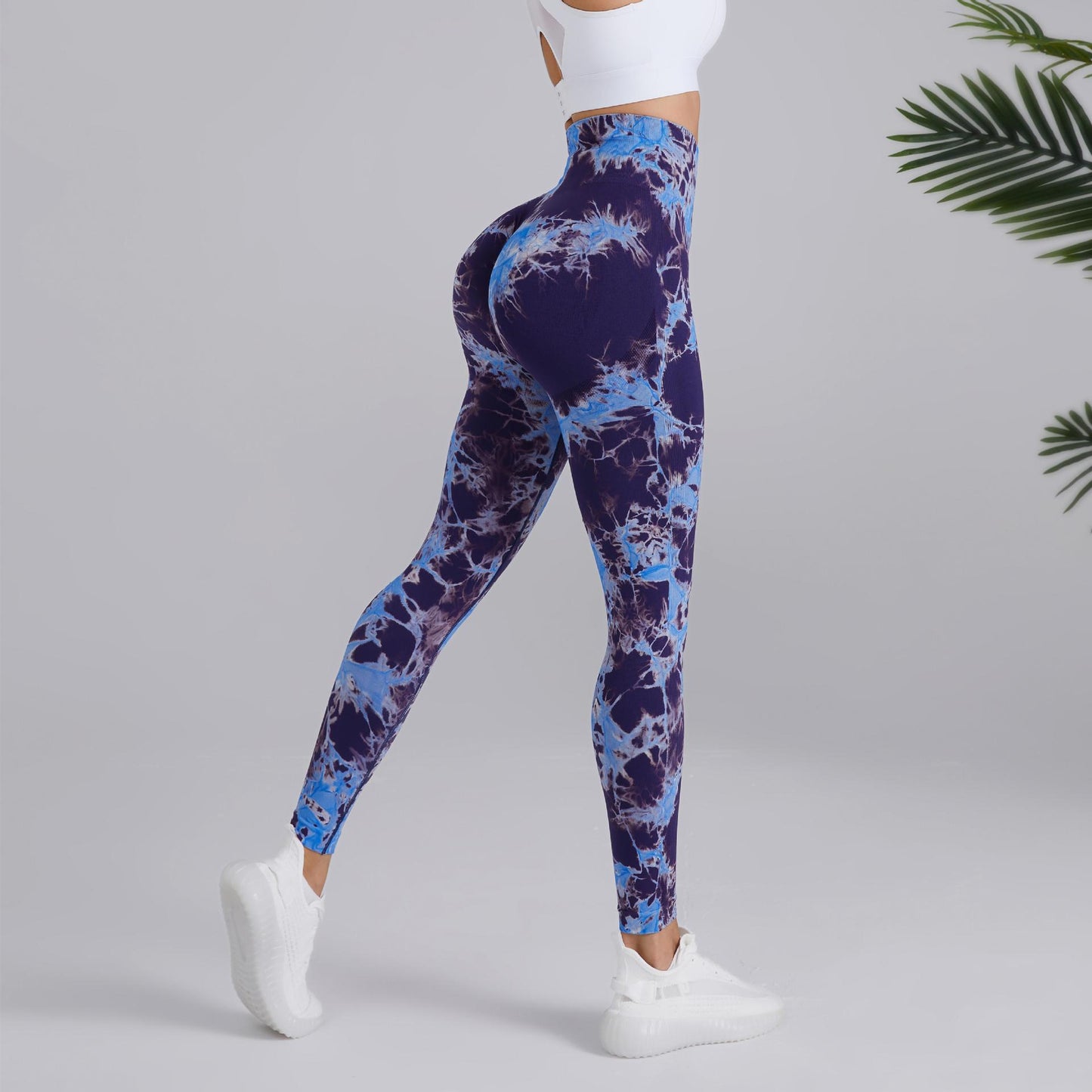 Tie-dye Printed Yoga Pants Fashion Seamless High-waisted Hip-lifting Trousers Sports Running Fitness Pants For Womens Clothing - globaltradeleader