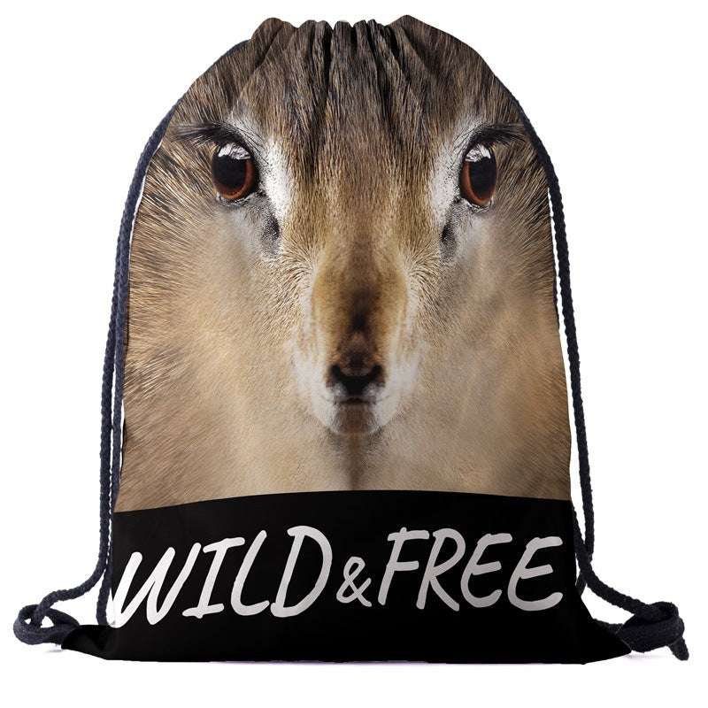 Drawstring Pocket 3d Digital Printed Animal Drawstring Bag Storage Drawstring Bag