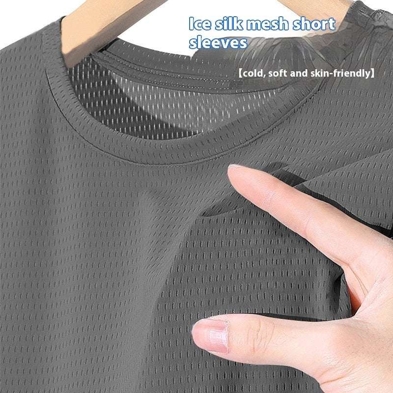 Ice Silk Mesh Short Sleeve Sports Casual - globaltradeleader