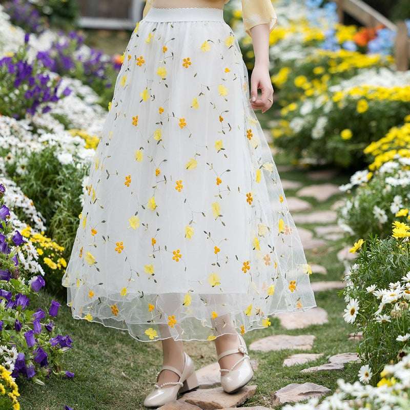 New Small Floral High Waist Skirt Retro Chinese Style Dress
