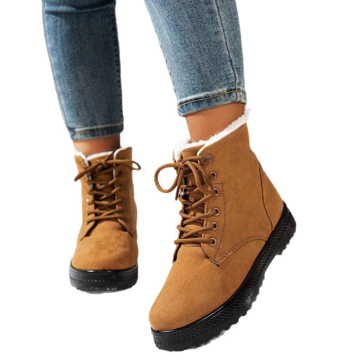 Women's Lightweight Non-slip Lace-up Thickened Warm Snow Boots - globaltradeleader