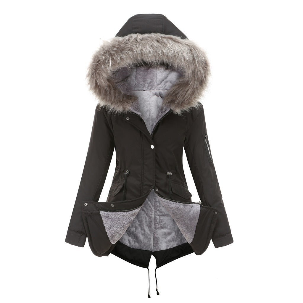 Large fur collar padded women's padded jacket - globaltradeleader