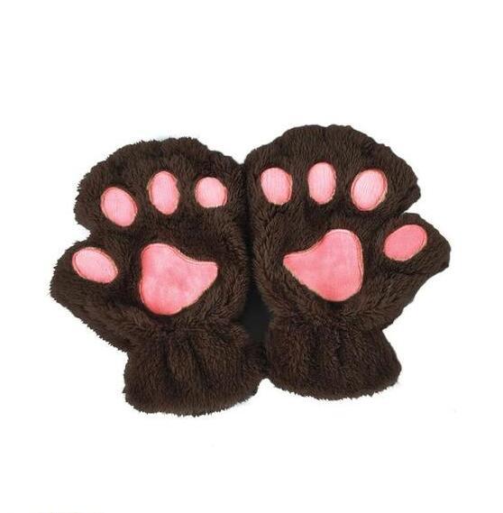 Winter Lovely Half Cover Paw Bear Cat Claw Gloves Short Finger - globaltradeleader