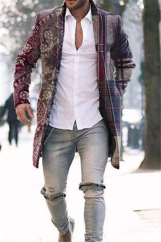 Men's Woolen Stand Collar Mid-length Trench Coat - globaltradeleader