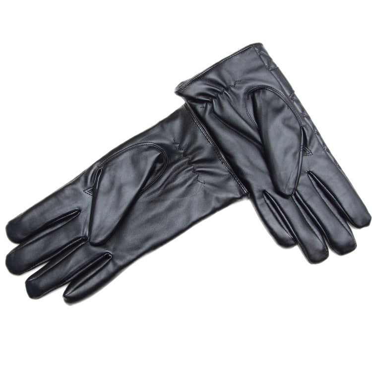 Men's Autumn And Winter Windproof Warm Cycling Full Touch Screen PU Gloves - globaltradeleader