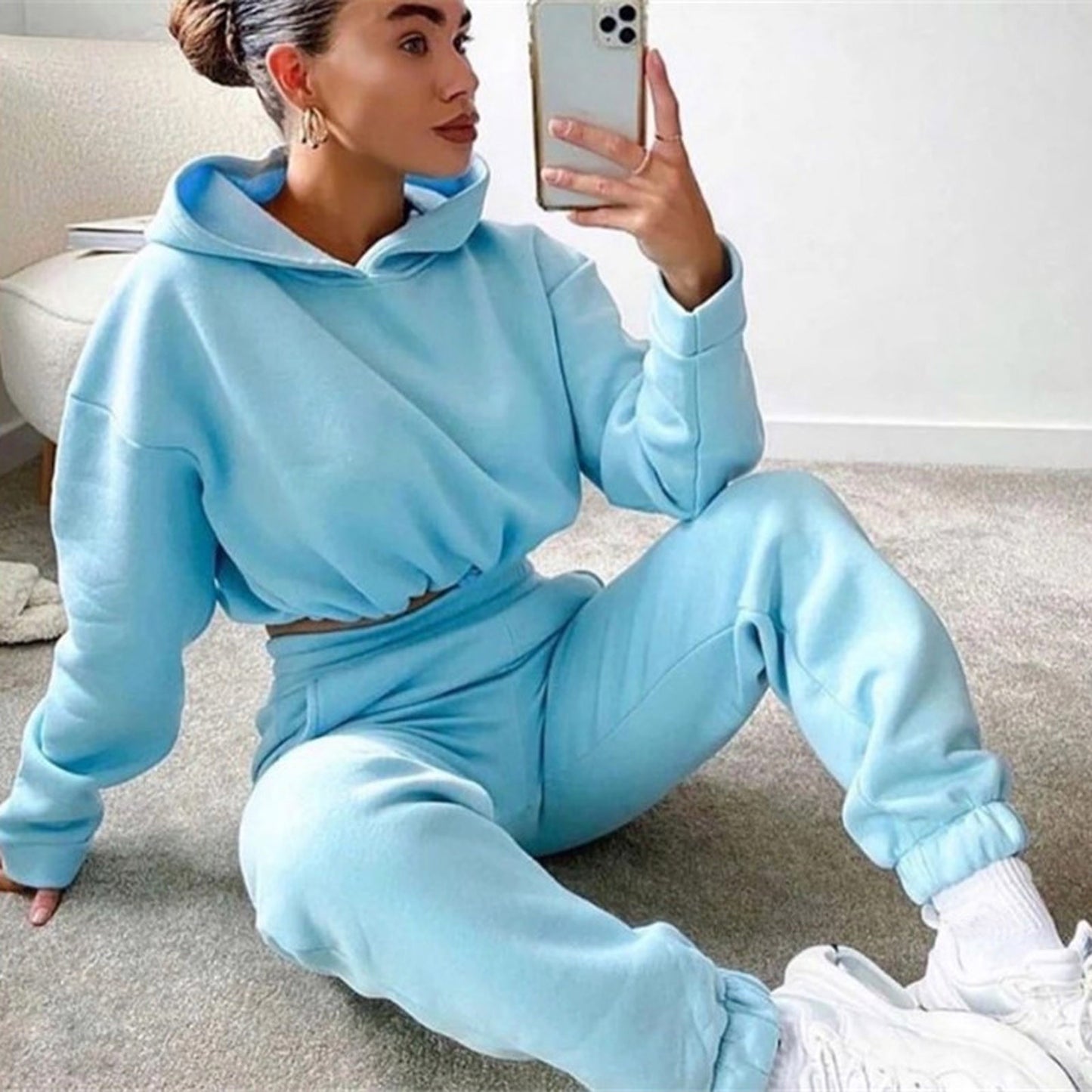 Jogging Suits For Women 2 Piece Sweatsuits Tracksuits Sexy Long Sleeve HoodieCasual Fitness Sportswear - globaltradeleader