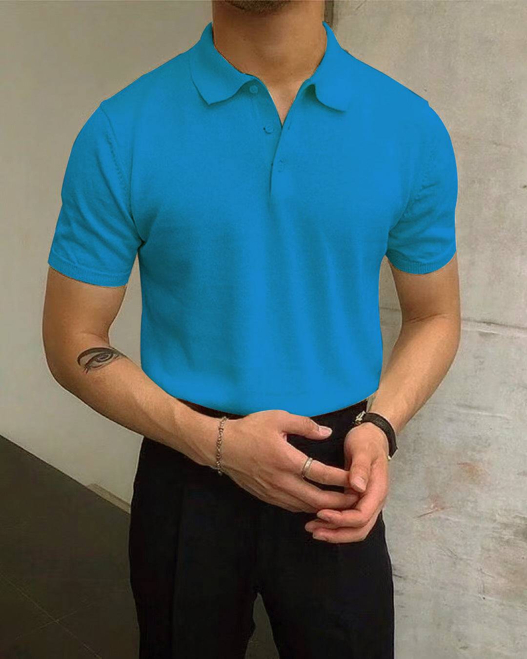 Men's Summer Lapels T-shirt Solid Color Casual - globaltradeleader