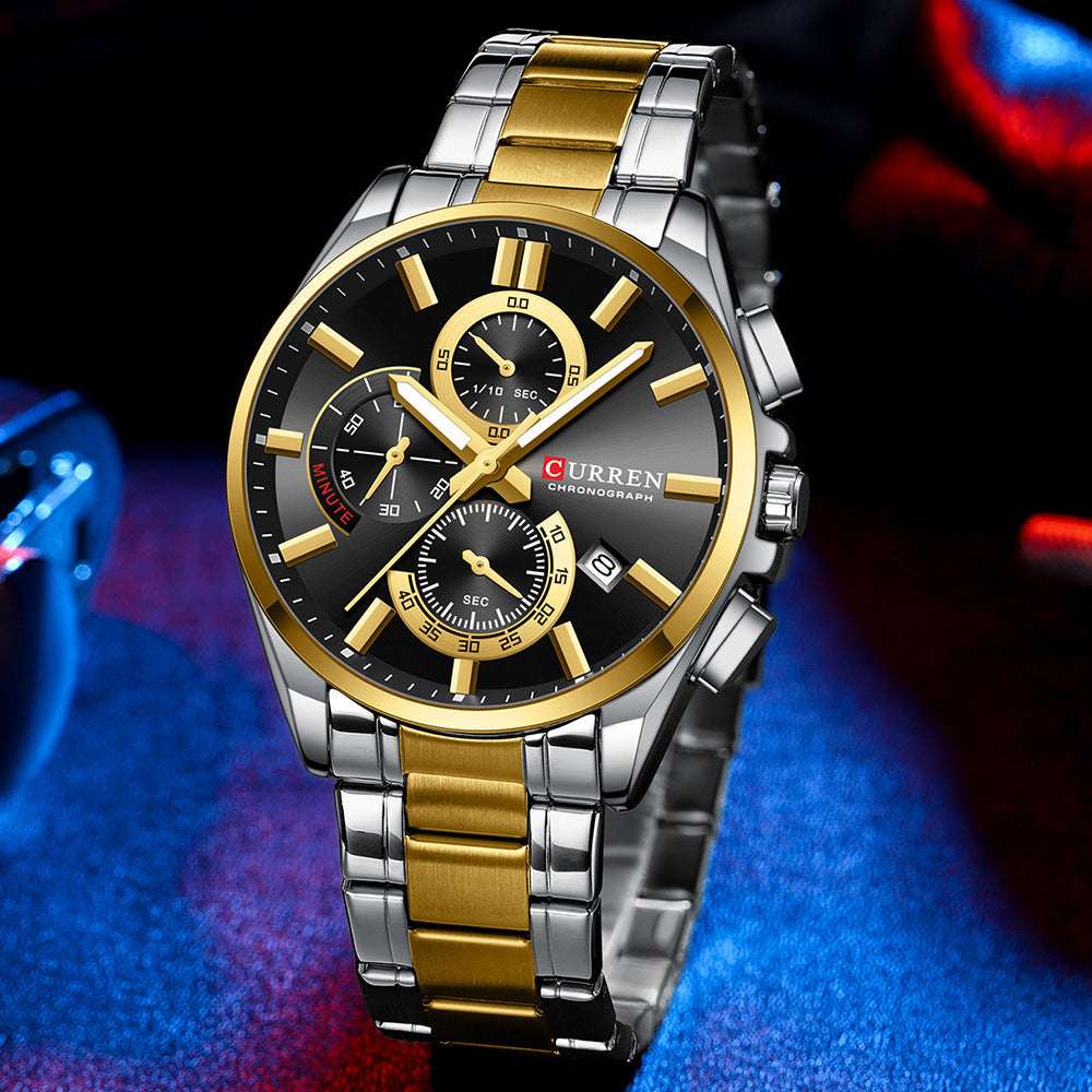 Men's Steel Strap Watch Waterproof Six-pin Timing - globaltradeleader