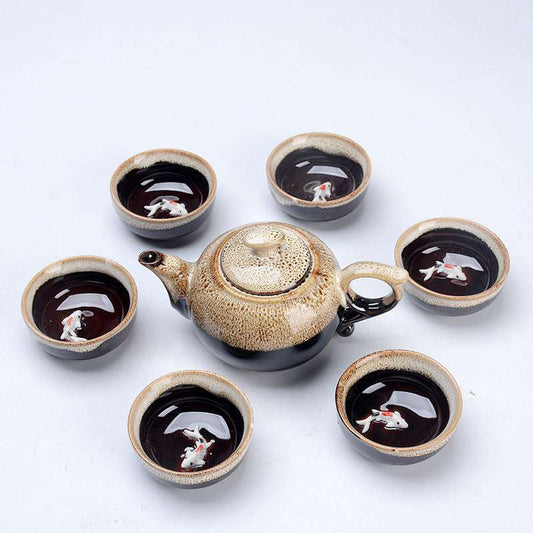 Household Plus Fish Kiln Into Teacup Set