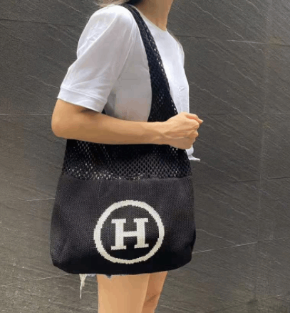 Simple Vintage Cutout Knit Tote Bag