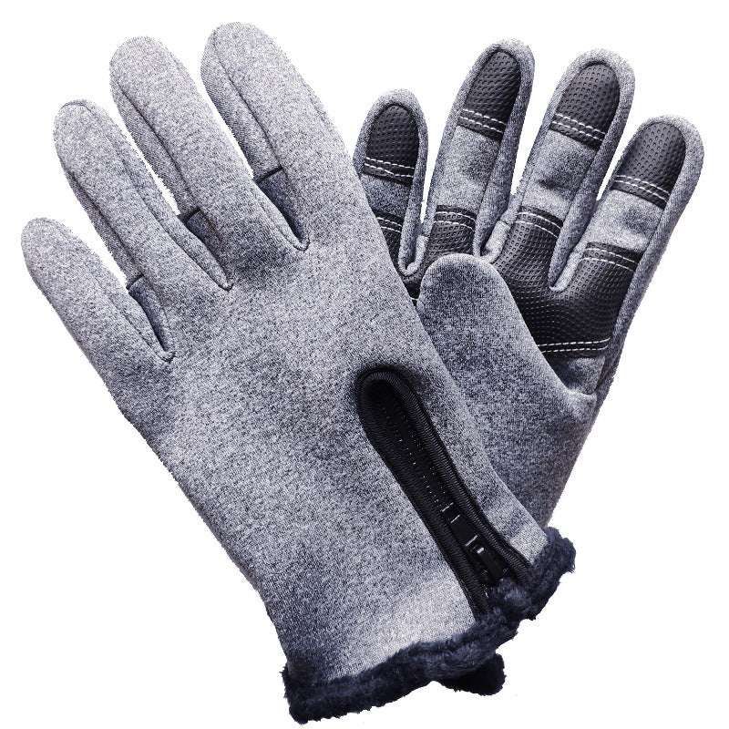 Winter Touch Screen Gloves Thermal Fleece Windproof Waterproof Drop Zipper Men's Cycling Sports Outdoor Ski Gloves - globaltradeleader