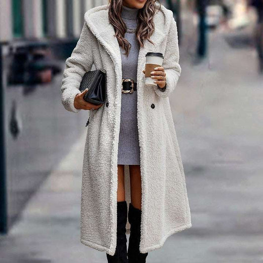 Long Sleeved Plush Hooded Jacket Women's Coat Windbreaker - globaltradeleader