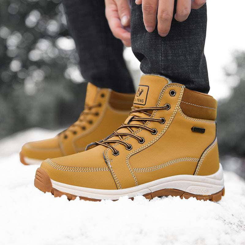 Men Boots Winter Snow Outdoor Ankle Boots For Men Super Warm Boots Leather Non-Slip Work Shoes - globaltradeleader