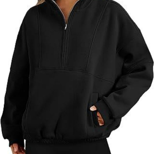 Fashion Polyester Sweater Sports Casual Women's Zipper Pocket - globaltradeleader