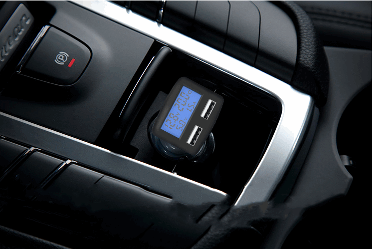 Multi Function LCD Car Charger Dual USB