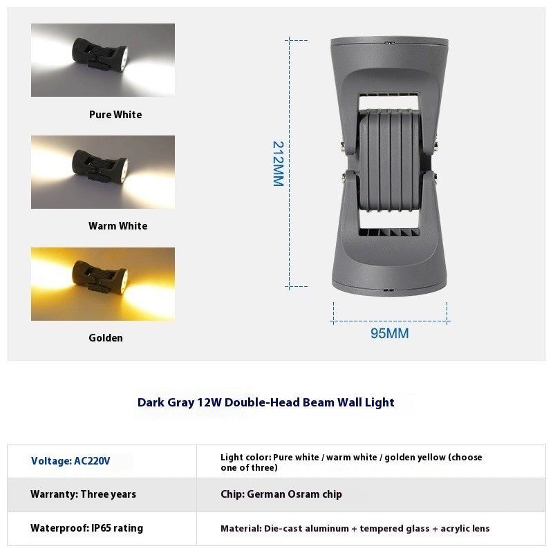 Wall Lamp Outdoor Waterproof Facade Lighting Double Head - globaltradeleader