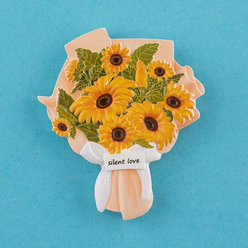3D Cultural And Creative Resin Stereo Bouquet Fridge Stickers
