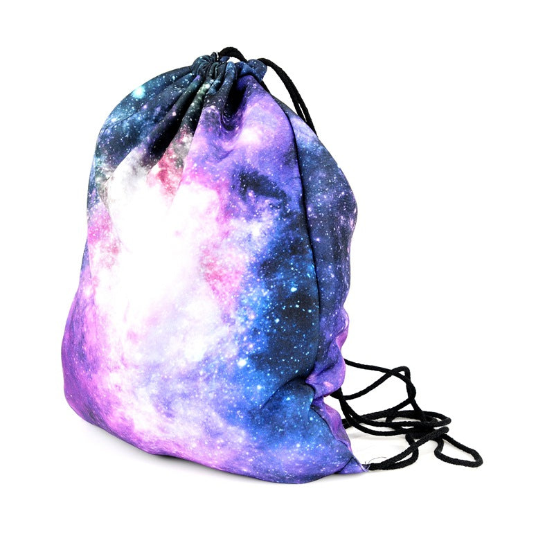 3D Digital Print Drawstring Pocket Shopping Storage Drawstring Backpack