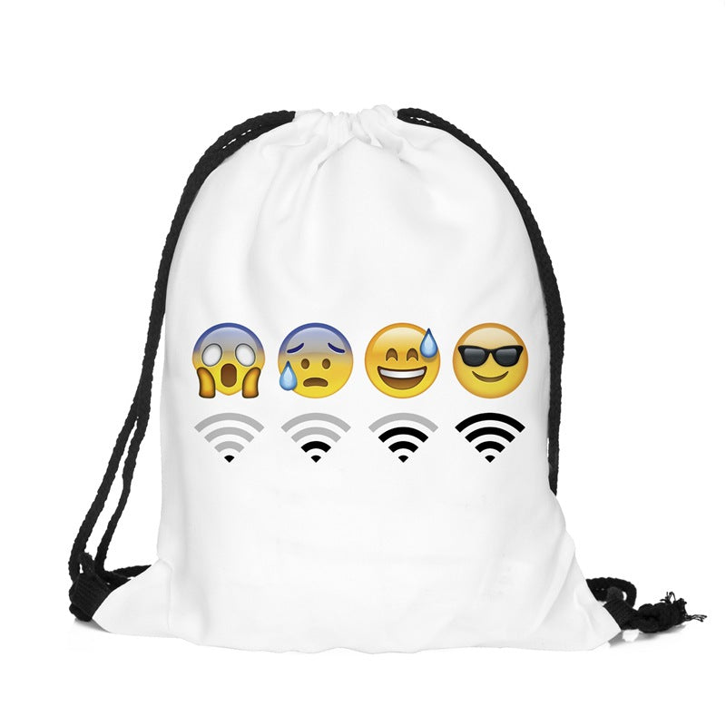 3D Digital Print Drawstring Pocket Shopping Storage Drawstring Backpack