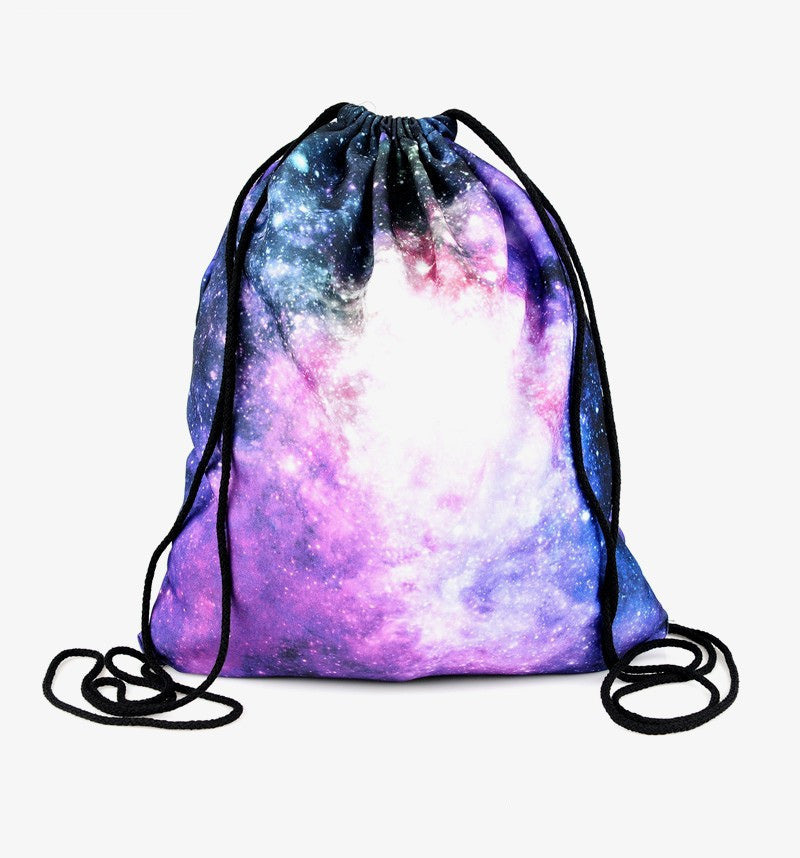 3D Digital Print Drawstring Pocket Shopping Storage Drawstring Backpack