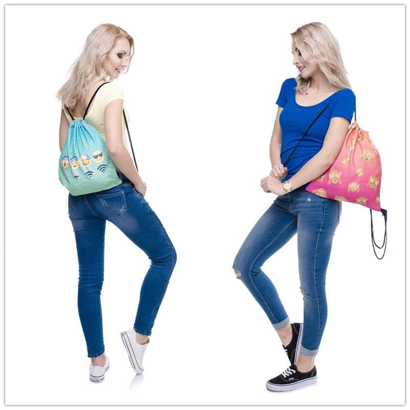 3D Digital Print Drawstring Pocket Shopping Storage Drawstring Backpack Backpack Drawstring Bag