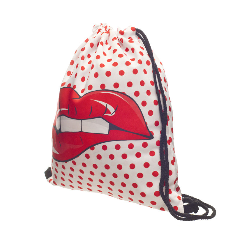 3D Digital Print Drawstring Pocket Shopping Storage Drawstring Backpack Backpack Drawstring Bag