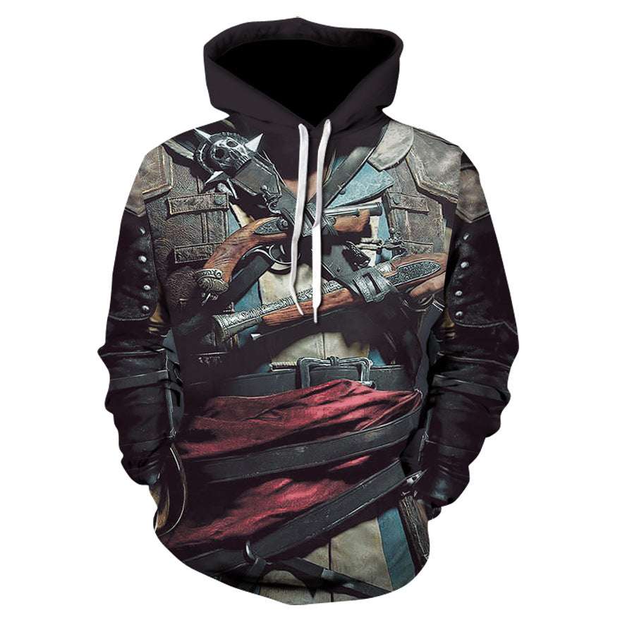3D Digital Print Skull Jacket With Hood