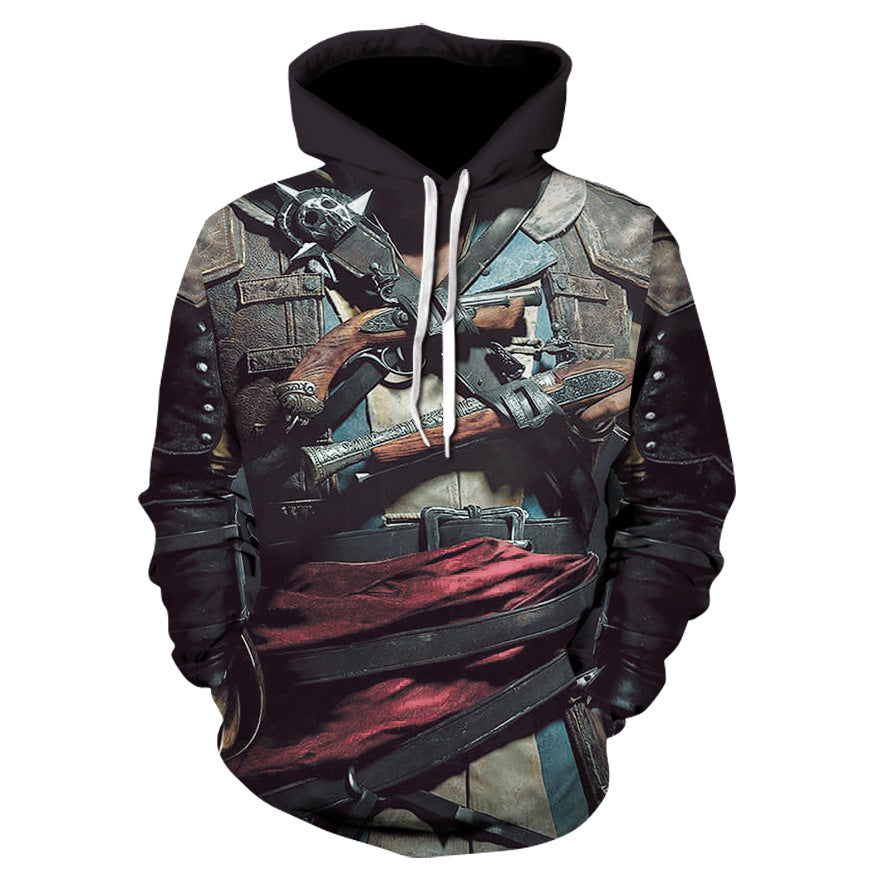 3D Digital Print Skull Jacket With Hood