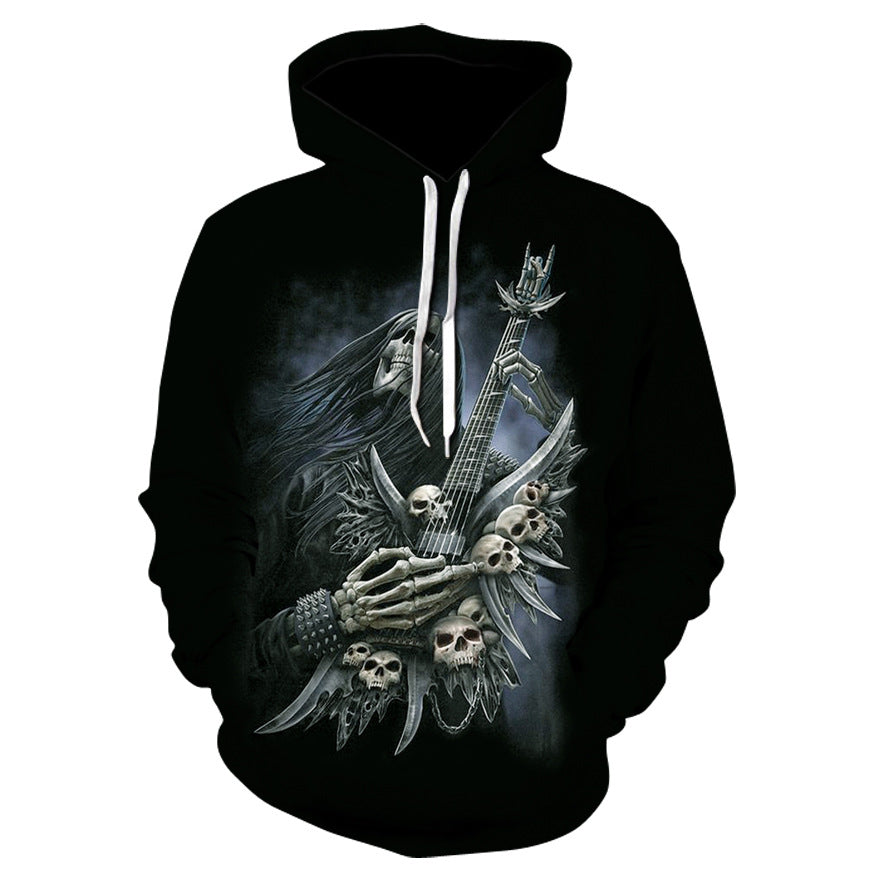 3D Digital Print Skull Jacket With Hood