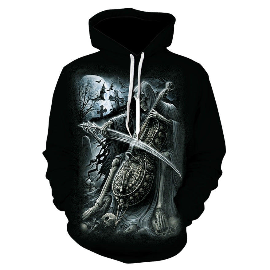 3D Digital Print Skull Jacket With Hood