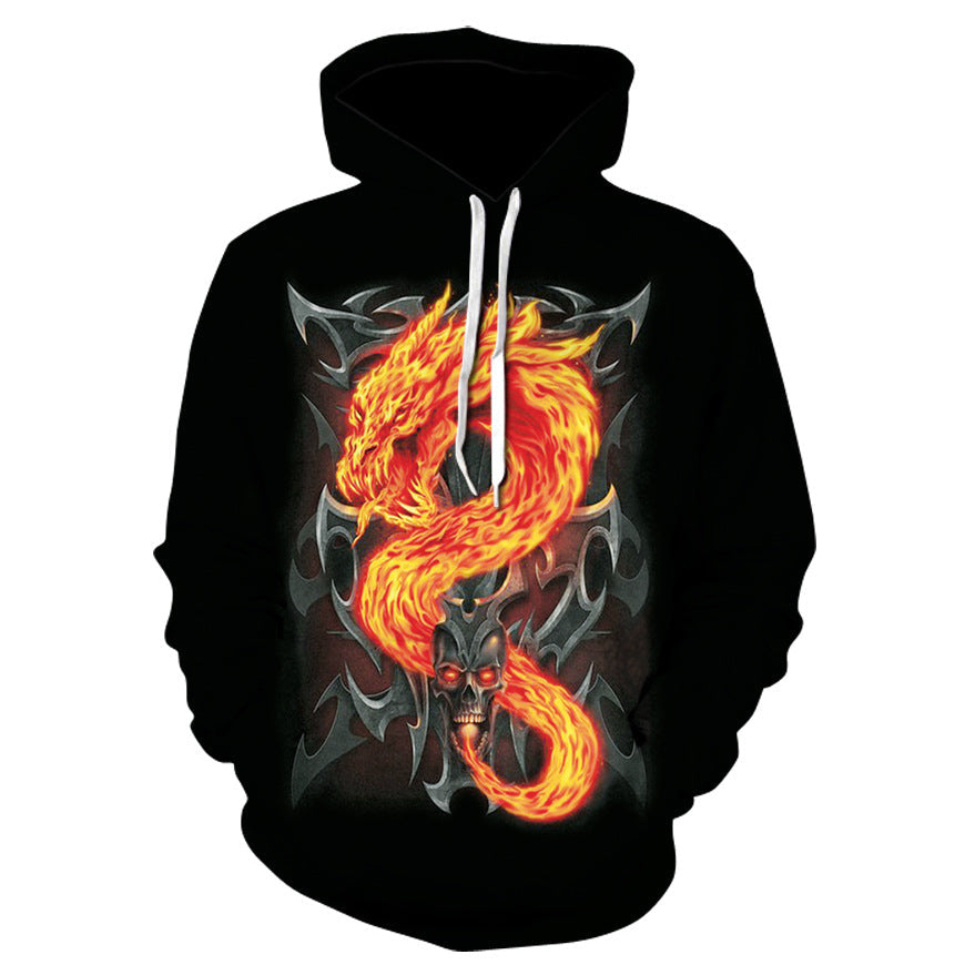 3D Digital Print Skull Jacket With Hood