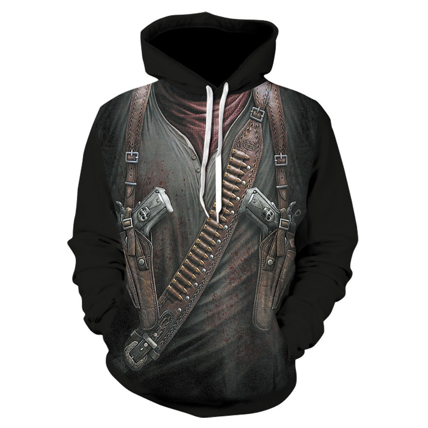 3D Digital Print Skull Jacket With Hood