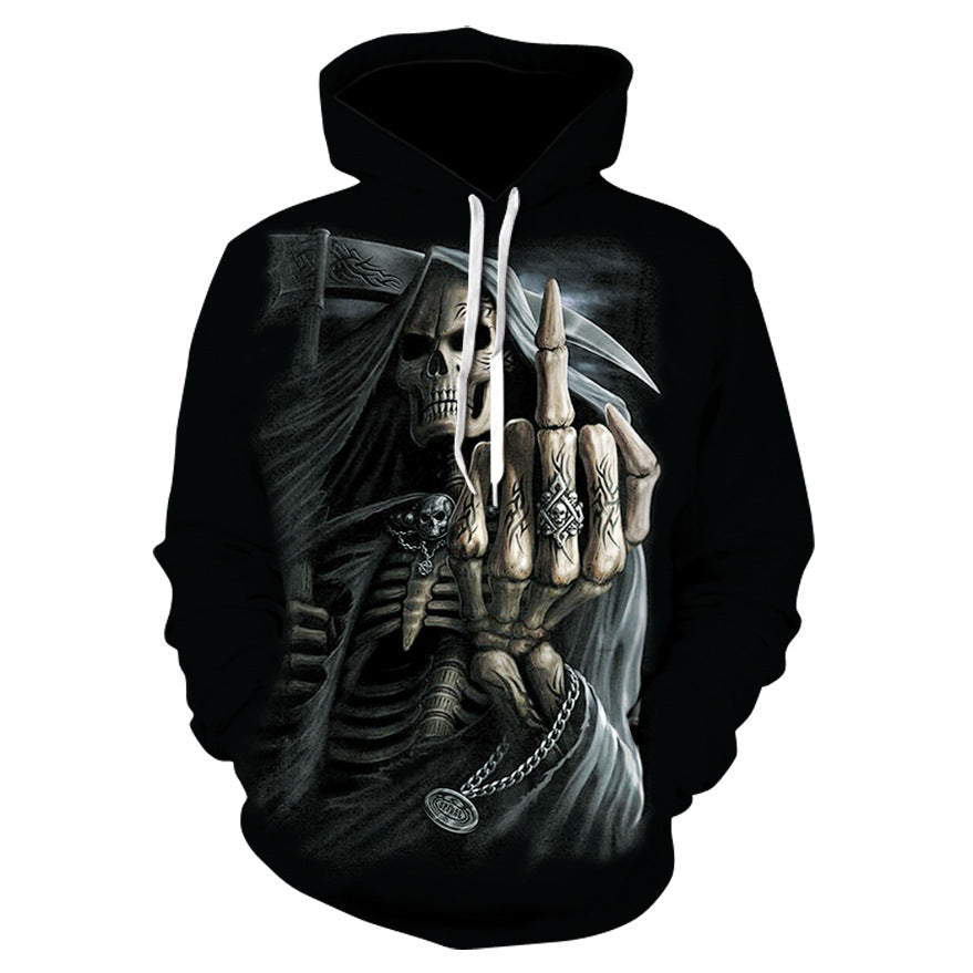 3D Digital Print Skull Jacket With Hood