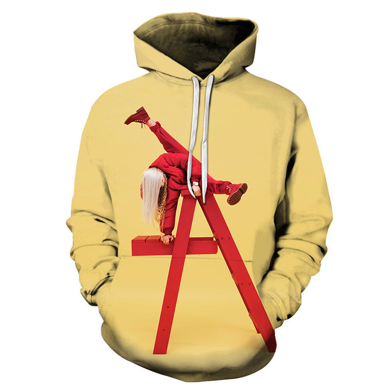 3D Digital Printed Long Sleeve Hooded Sweatshirt