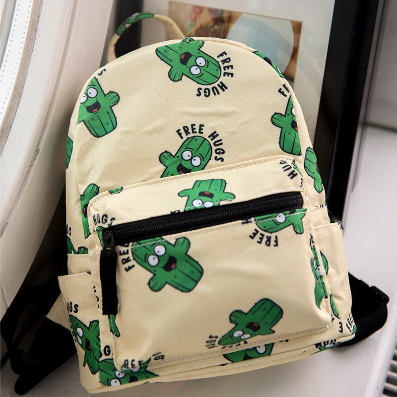 3D Digital Printing Cartoon Cactus Backpack Oxford Leather Children's School Bag