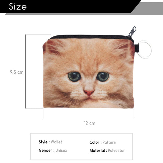 3D Digital Printing Kitten Coin Purse Animal Key Card Holder Coin Holder