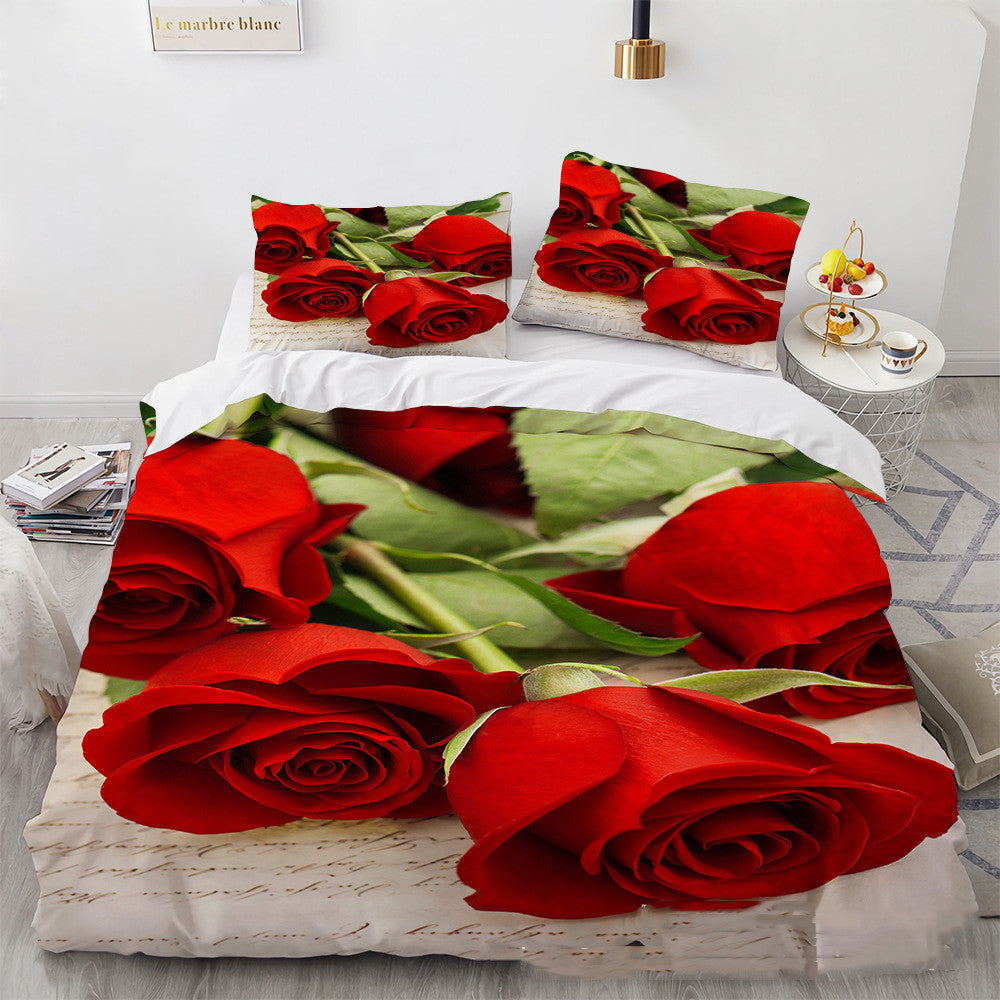 3D Digital Printing Three-piece Home Rose Series